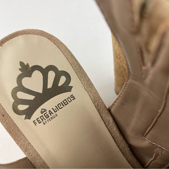 Fergalicious Brown Peep Toe Sling Back Wedge Shoes Women - Picture 6 of 9